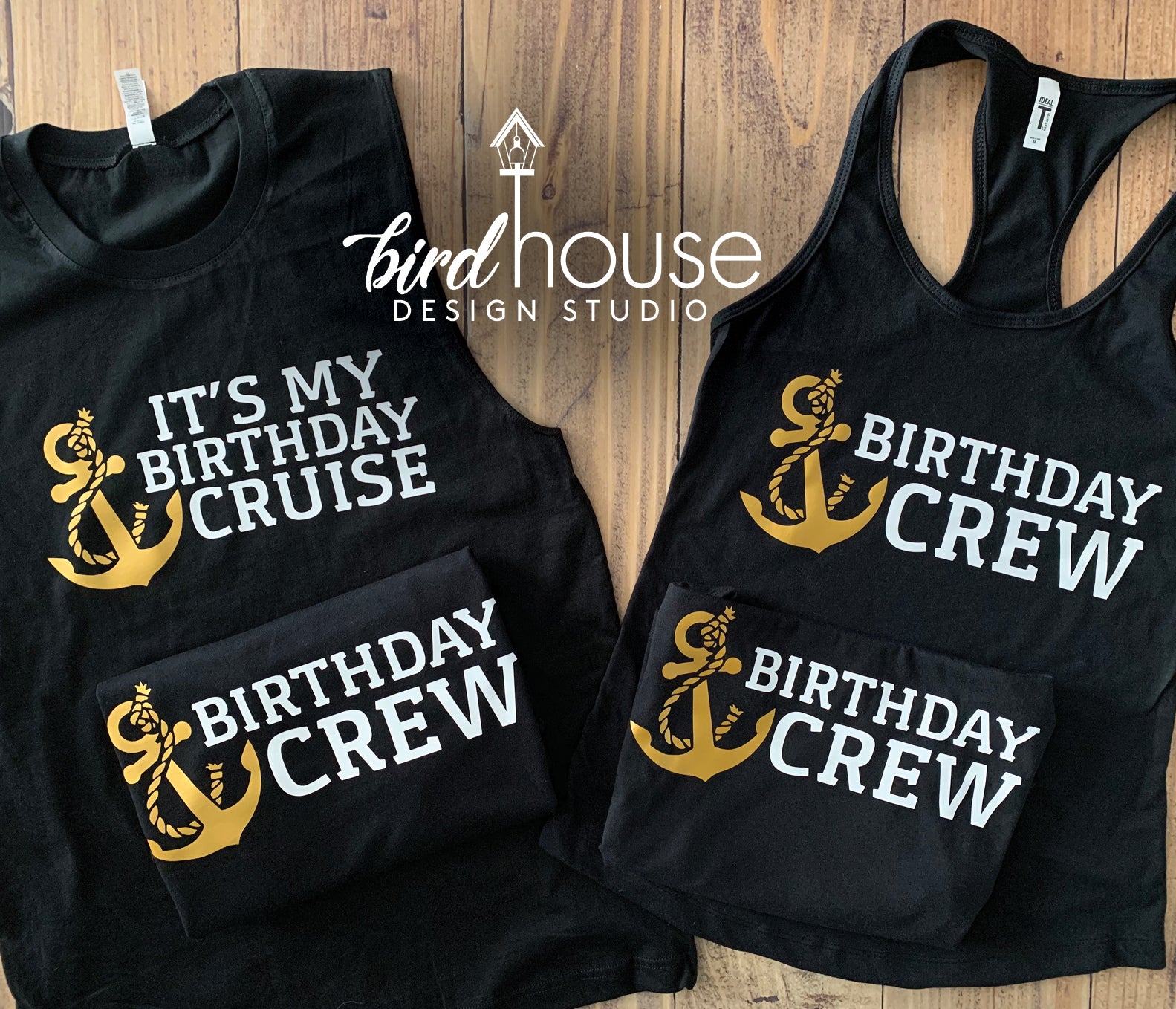 Birthday Crew Shirt, Anchor Cute Matching Group Cruise Tees, Custom, A – Birdhouse Design Studio, LLC